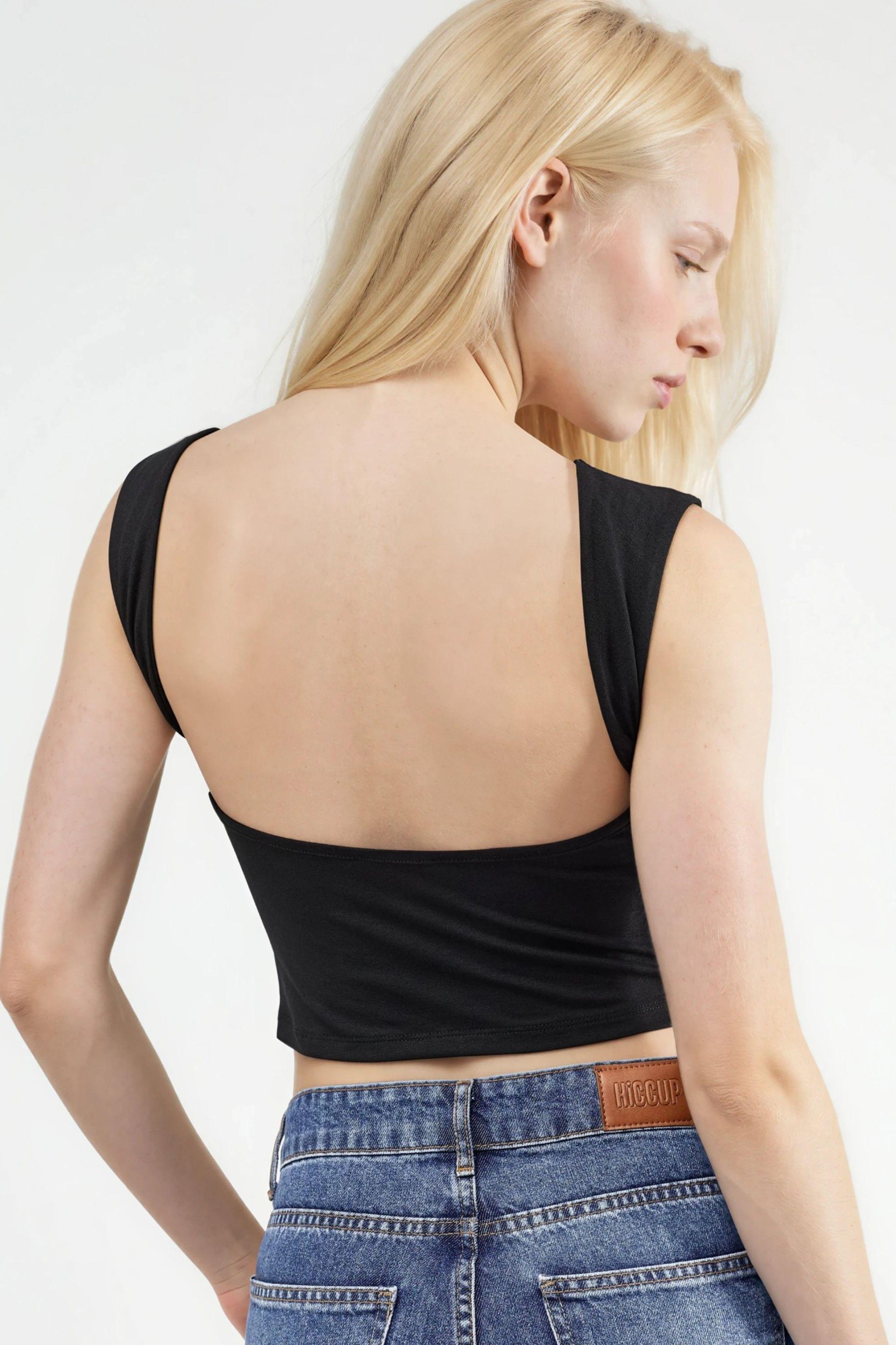 Offene Rücken Viskose Crop Top