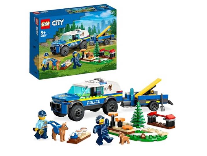 LEGO 60369 City Mobiles Polizeihunde-Training, Polizeiauto-Spielzeug mit Anhänger, Hunde- und Welpenfiguren, Tier-Set für Kinder ab 5 Jahren