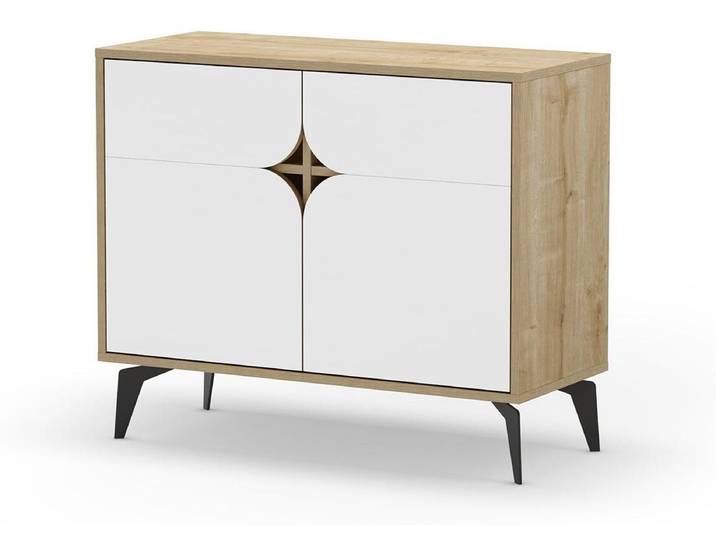 CALICOSY - Buffet 2 portes avec pieds en métal L95 cm - FLORA