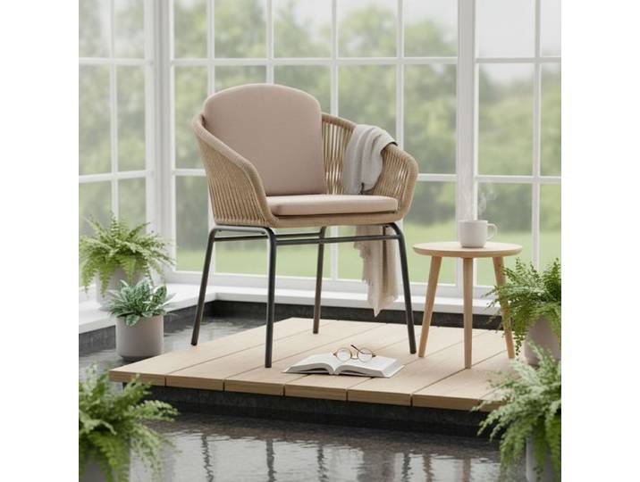 Cosmic Collection Rondo Gartensessel Stahl mit Sitz- und Rückenkissen Schwarz Sand