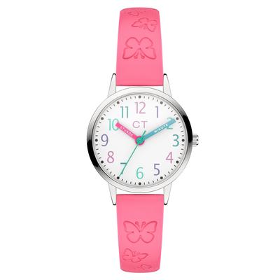 Quarzuhr COOL TIME "The Cool Pink Butterfly", pink, weiß, Armbanduhren, Kinder, silberfarben, Quarzuhr, Armbanduhr, Kinderuhr, Mädchen, analog