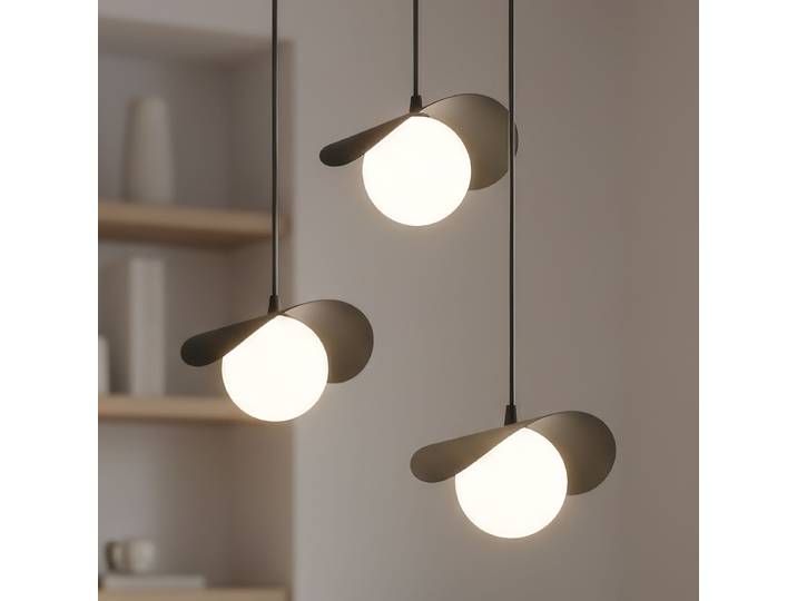 Suspension Ritual B 40 x 120 x 40cm Noir/Noir Verre opale, acier G9