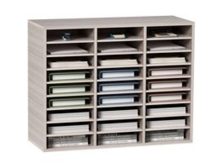 VEVOR Organisateur de Bureau en Bois 80x30,5x63 cm, Trieur de Fichiers à 27 Compartiments, Meuble à Courrier en MDF, Étagères Amovibles, Classeur pour Ranger Papiers Magazines Bureau École, Gris