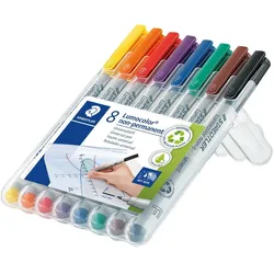 STAEDTLER Folienschreiber Lumocolor 8er Etui nonpermanent fein Packung mit 10 Stück
