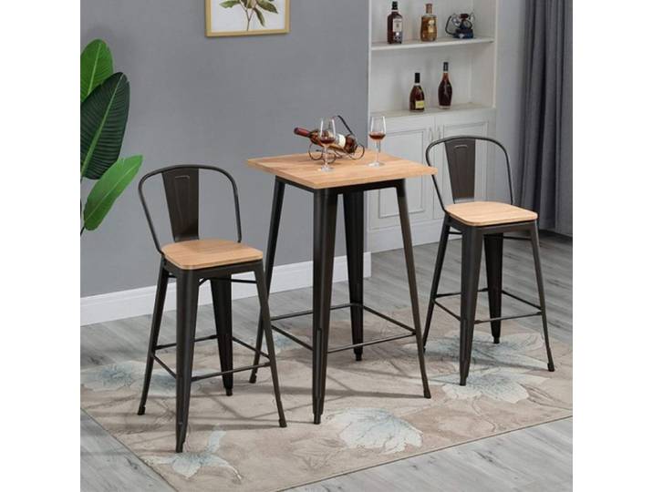 MIPAN.Mange-Debout - Table Haute - 60x60x110cm - Table de Bar Carré - Table de Bar Bois - Pour Maison Pub Bistro Cocktail - Marron