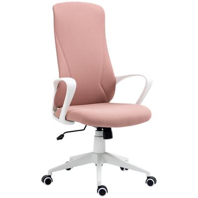 Vinsetto Drehbarer Bürostuhl, höhenverstellbar mit Armlehnen, Kippfunktion, hoher Rückenlehne, 62x56x110–119,5 cm, Rosa