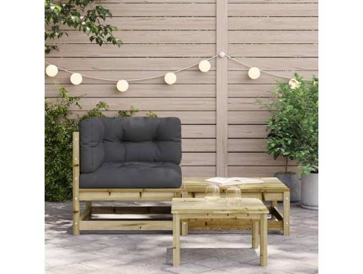 KTHLBRH Ecksofa aus Kiefernholz mit Fußstütze Anthrazit, inklusive Kissen, modulares Design, 110 kg Kapazität, für Terrasse und Terrasse