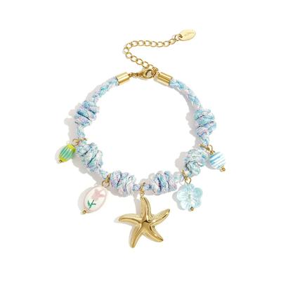 Freundschaftsarmband ADELIA´S "LIVAYA LIVAYA Armband Freundschaftsarmband mit Seestern-Anhänger", bunt (blau), Armbänder, Damen, Edelstahl, Modischer Modeschmuck mit sichtbarem Seestern-Anhänger