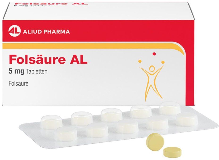 AL Aliud Pharma Folsäure AL 5 mg Tabletten bei Folsäuremangel 50stk