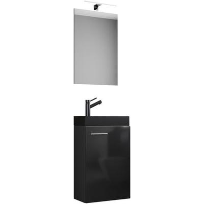 3tlg Waschtisch Slito SP Toilette schmal Schwarz