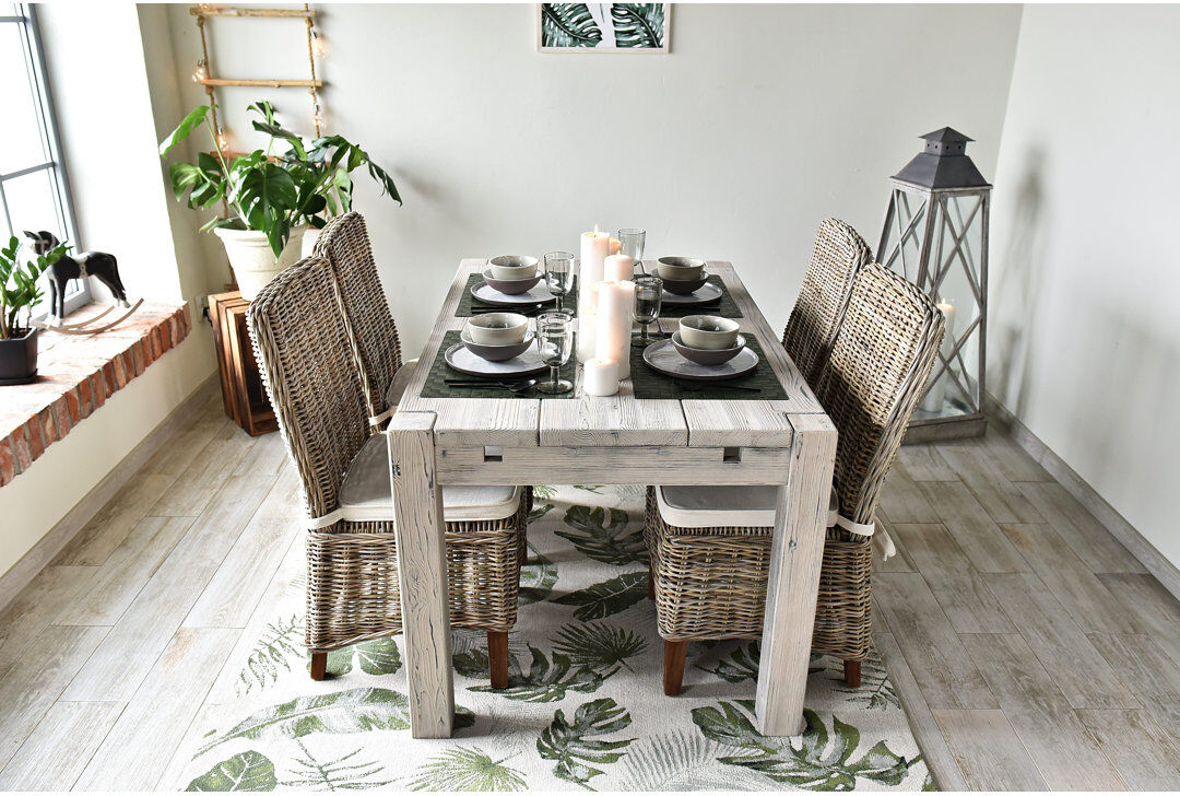 Highland Dunes Magellan Extendable Solid Wood Dining Table Light Grey