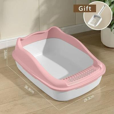 Uplift Essentials Semi Enclosed Anti Splash Cat Litter Box With High Shield Walls pink