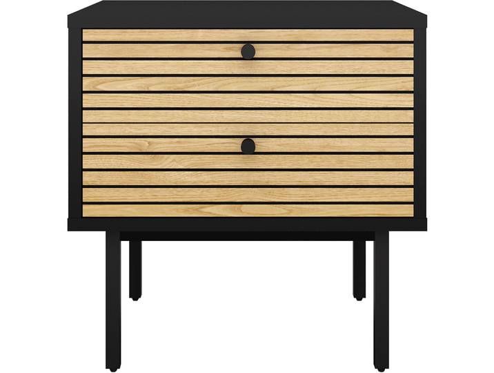 Nachttisch Diogo Schwarz, Eiche MDF B 50 H 50 cm