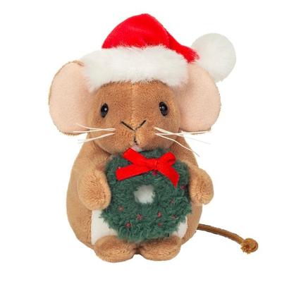 Teddy Hermann 946175 - Weihnachtsmaus mit Kranz, Plüsch, 11 cm