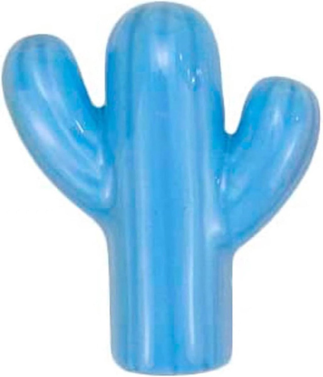 Set van 5 blauwe keramische kastgrepen in cactusvorm voor het vernieuwen van je meubels