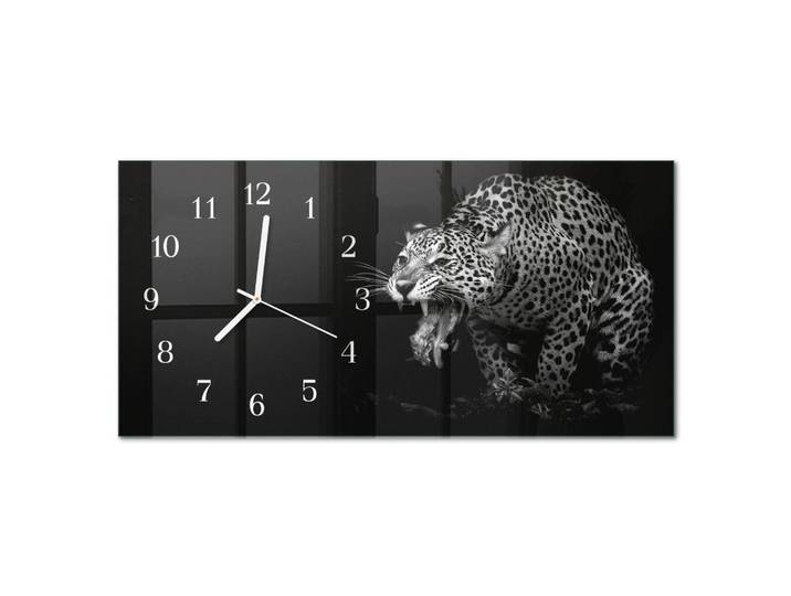 Tulup Wanduhr 60x30 cm - Stein, Schwarz, Glas, Rechteckig, 60x30x0.4 cm, Dekoration, Uhren, Wanduhren