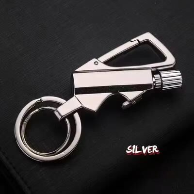 Inspire Daily Merch Outdoor Portable Keychain Bottle Opener With Waterproof Metal Igniter silver