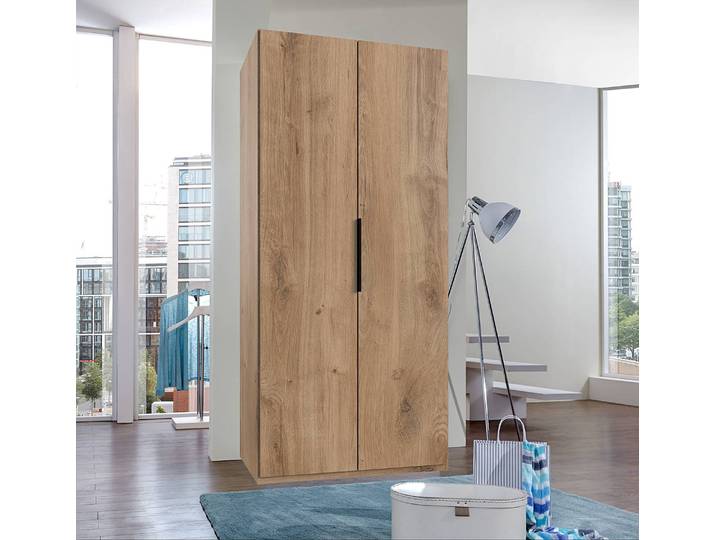 Drehtürenschrank Level36 - 216 cm Typ B 100cm Braun/Plankeneiche Dekor ohne Spiegeltür/-en