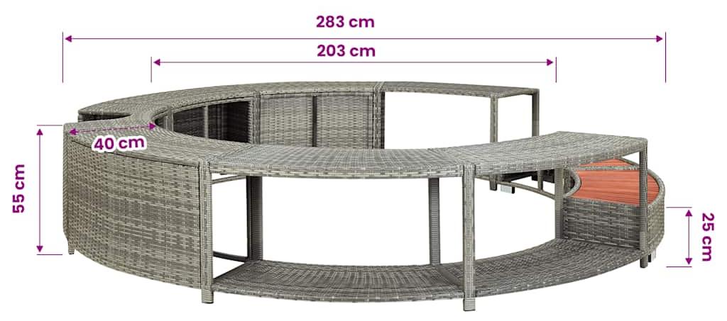 vidaXL Whirlpool-Umrandung Grau Poly Rattan