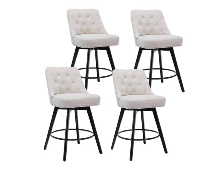 IDEALHOUSE 4er Set Drehbare Barhocker, Gepolsterte Barstühle 66 cm Beige 360° Rotating Bar Stool PU-itzhöhe Kunstleder mit Rückenlehne & Fußstütze, Knopfheftung für Kücheninsel, Oder Hausbar