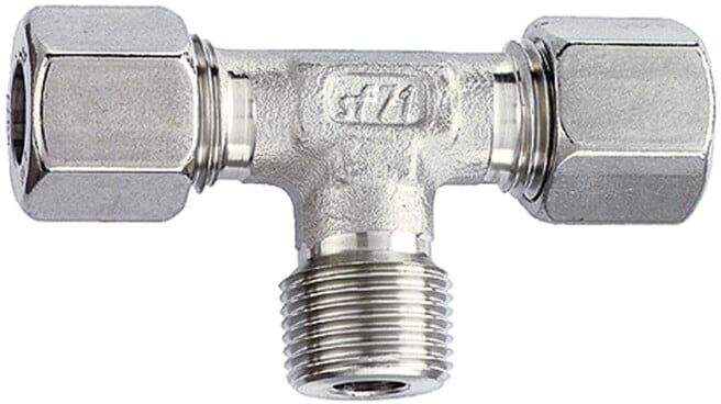 Riegler Raccord vissé T, R 1/4 ext., Ø ext. tube 10, ES 1.4571 (ES 118)