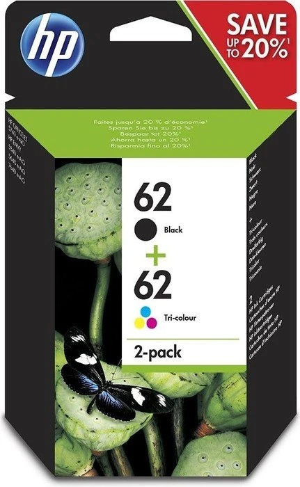 HP 62 2-PACK BLACK/TRI-COLOR ORIGINAL INK CARTRIDGES
