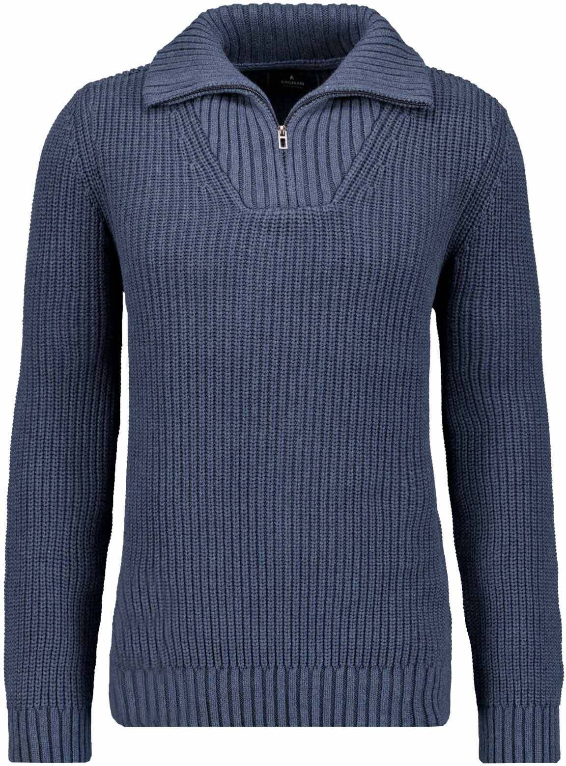 Rundhalspullover RAGMAN, Herren, Gr. 50, blau (marineblau), Strick, 100% Baumwolle, Pullover Rundhalspullover marineblau 50