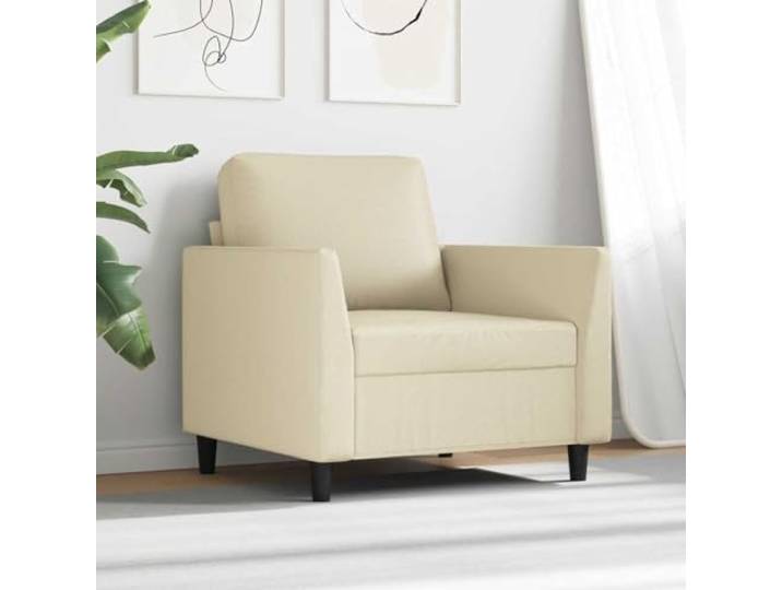 KTHLBRH Sessel Kunstleder Creme 80 x 77 x 80 cm Robuster Metallrahmen, Schaumstoff, maximale Belastung 110 kg, modernes Design