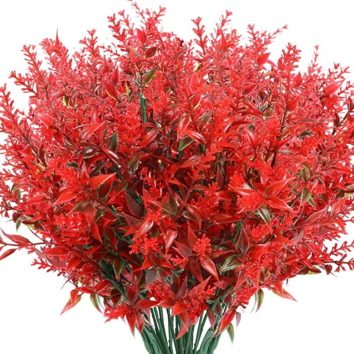 Kunstlavendel Bundels Rood - 8 Stuks - UV-Bestendige Kunstbloemen voor in de Tuin