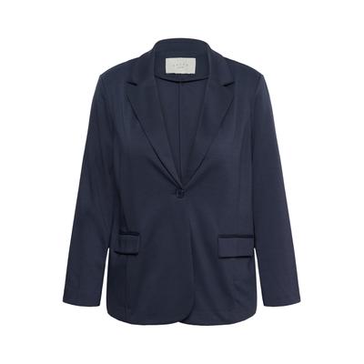 Blusenblazer KAFFE CURVE "Damen Blazer KCjenna", Damen, Gr. M, blau (graphite), Blazer Blusenblazer