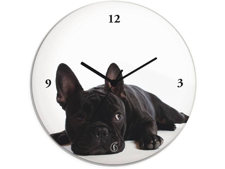 Wanduhr ARTLAND Bulldogge , schwarz, T:1,8cm, Wanduhren, Wanduhr, wahlweise mit Quarz- oder Funkuhrwerk, lautlos ohne Tickgeräusche