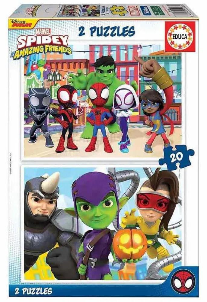 Educa Friends Spidey & Sein Waterspin-puzzel voor kinderen, 2x20 stukjes, meerkleurig