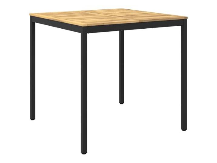 FDSAQOPT Gartenbar-Tisch Weiß und Schwarz 110 x 108,5 x 105 cm Massives Akazienholz, Stahlbeine, duale Nutzung als Bar- und Esstisch, natürliche Holzmaserung, einfache Pflege