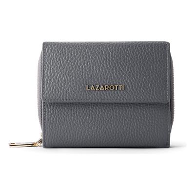 Geldbörse LAZAROTTI "Bologna Leather Zip-Around Geldbörse Leder 12 cm", Damen, dunkelgrau, Leder, Kleinlederwaren