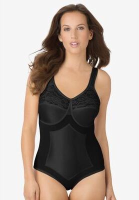 Plus Size Women's Firm Control Power Mesh Bodysuit Secret Solutions® Classic Shaper by Secret Solutions in Black (Size 26/28) Shapewear