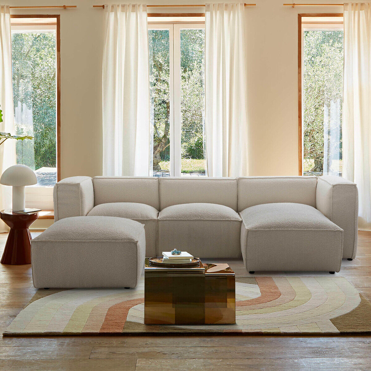 LA REDOUTE INTERIEURS Elément méridienne pour canapé modulable, en bouclette, SEVEN&nbsp;