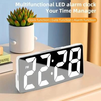 Uplift Essentials Latest Digital LED Smart Desktop Clock multicolor White