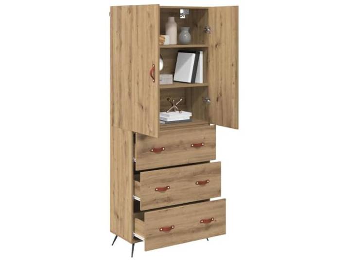 KTHLBRH Sideboard Eiche handwerklich 69,5 x 34 x 180 cm Mehrschichtiges Holz, Wandmontage, 3 Schubladen, großer Stauraum, moderner Stil