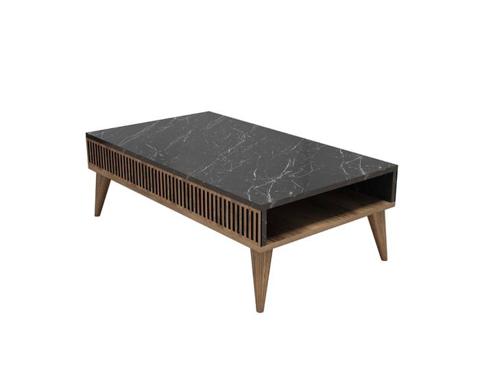 Table basse en bois Milan - 105 x 60 x 34 cm - Noyer, Noir