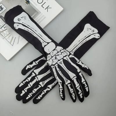 Inspired Living Long Skeleton Gloves For Halloween Costumes Skeleton Hand Gloves For Cosplay Parties gloves