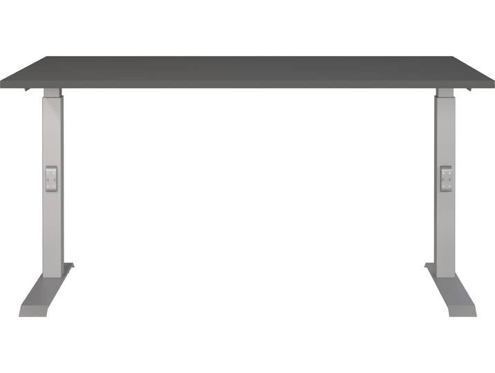Schreibtisch GERMANIA Downey , grau (graphit, silber, silber, graphit), B:140cm H:91cm T:80cm, Tische, Schreibtisch, höhenverstellbar von 68-91 cm, verfügbar in verschiedenen Breiten