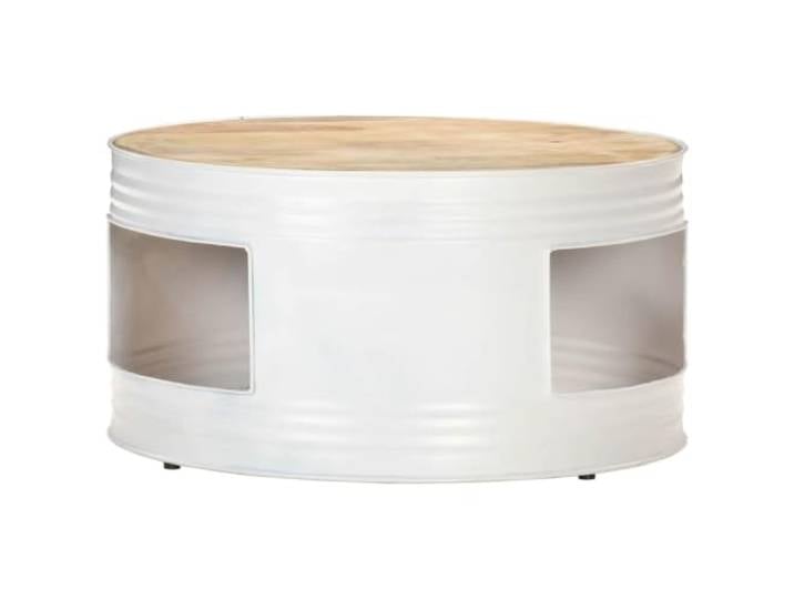 KKgypkn Couchtisch Massivholz Mango 68x68x36 cm Pulverbeschichtetes Eisengestell, Strapazierfähig, Einzigartige Holzmaserung, Für Wohnzimmer Oder Büro