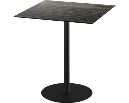 Urban Terrassentisch Schwarz gestell + Riverwashed Wood HPL 70x70 cm