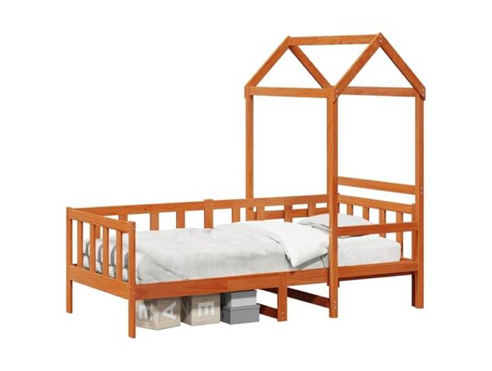 PUGYNBK 2-teiliges Tagesbettwäsche-Set, massives Kiefernwachsbraun Quadratische Beine, Deckendesign, ohne Lattenrost, Montage für 2 Personen, Reinigung mit trockenem Tuch
