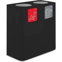 Stil Casa PURE Abfallsammelsystem, lackierter Stahl, 77x38xh. 80 cm, Abdeckung mit kippschwenkbarem Deckel, 200 Liter, schwarz.