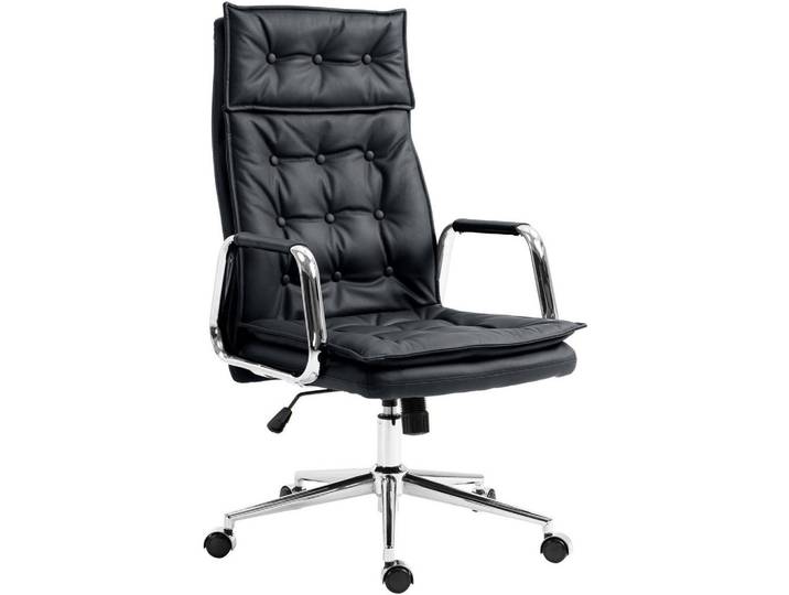 CLP Chefsessel Echtleder Schwarz, Metall, 60x111x65 cm, Büromöbel, Bürostühle, Chefsessel