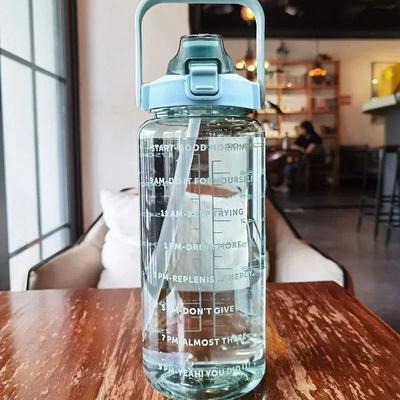 Uplifted Finds 2L Large Capacity Portable Sports Water Bottle With Time Marker green