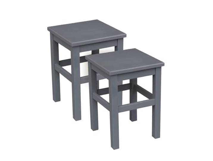 Metdrew Holzhocker Holzhocker 32 x 32 x 45 cm Küchenhocker Quadratischer Hocker Rustikaler Stil Einfacher Hocker Holzschemel Farbe: dunkelgrau, anthrazit 2 Stück