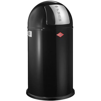 Mülleimer WESCO "Pushboy", schwarz, B:40cm H:75,5cm T:40cm, Stahlblech, Mülleimer, Mülleimer, Abfallsammler, 50 Liter