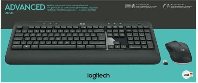 Logitech MK540 Tastatur/Maus Set USB, wireless, 1000dpi schwarz, 52-990-095 (920-008675)